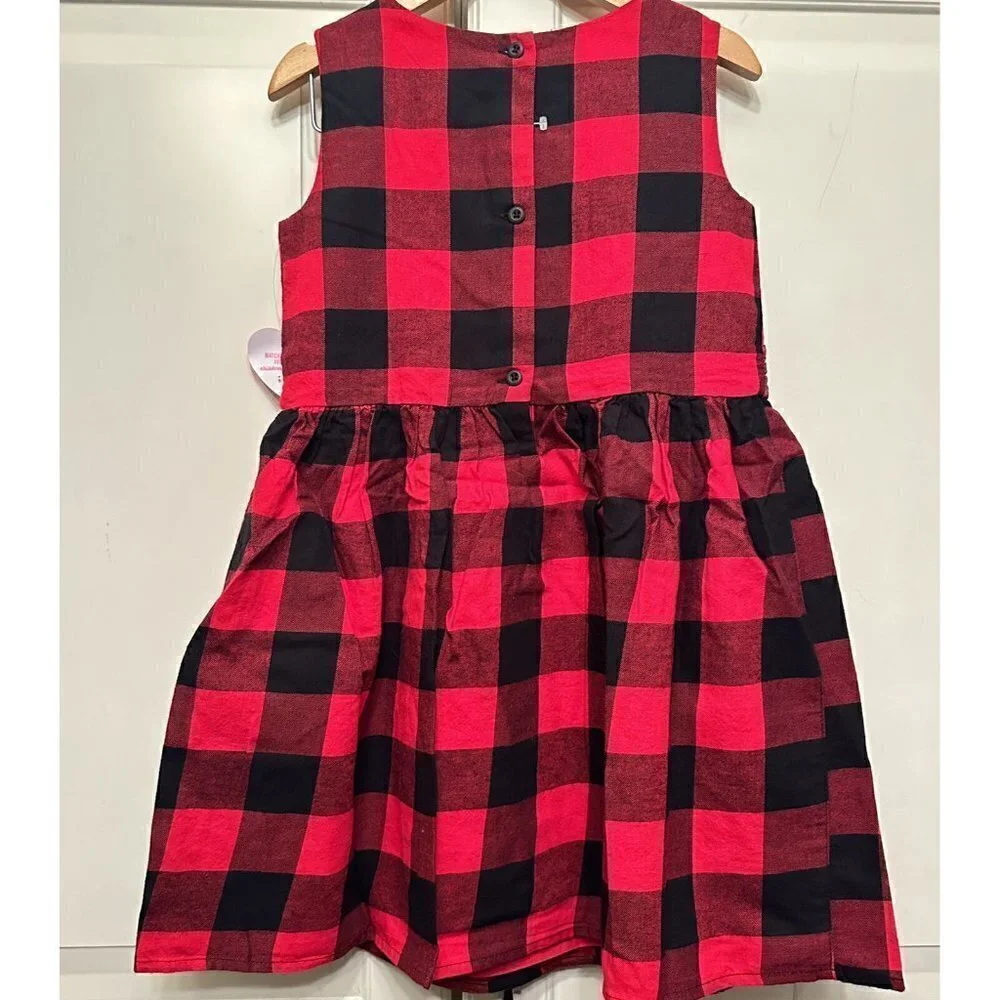 The Children’s Place Toddler Girls Buffalo Red Black Plaid 5T Dress TCP New - Picture 6 of 10